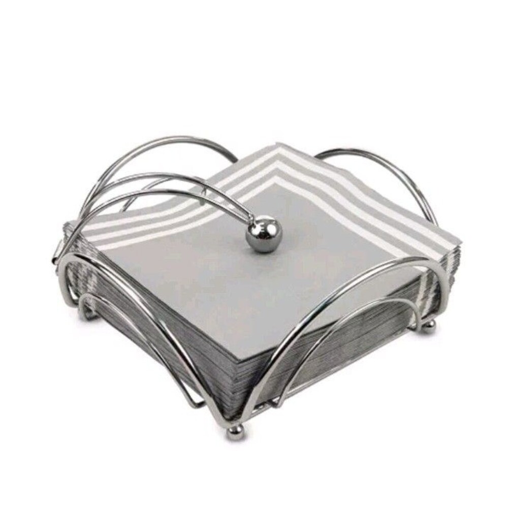 Chrome Napkin Holder  Floral Design